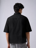Oxford Shirt: Midnight Black Men Boxy Fit Shirts