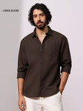 Cotton Linen: Deep Cocoa Cotton Linen Shirts