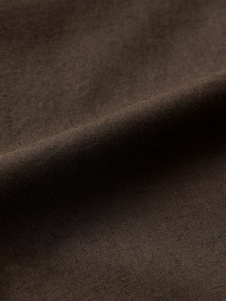 Cotton Linen: Deep Cocoa Cotton Linen Shirts