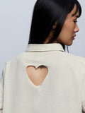 Cotton Linen Shirt: Ivory Heart Women Oversized Shirts