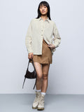 Cotton Linen Shirt: Ivory Heart Women Oversized Shirts