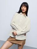 Cotton Linen Shirt: Ivory Heart Women Oversized Shirts