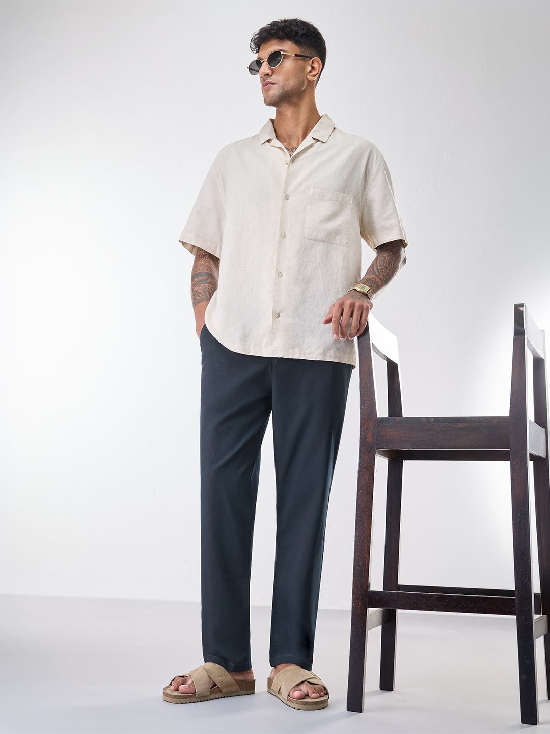 Linen Pants: Indigo Cotton Linen Pants