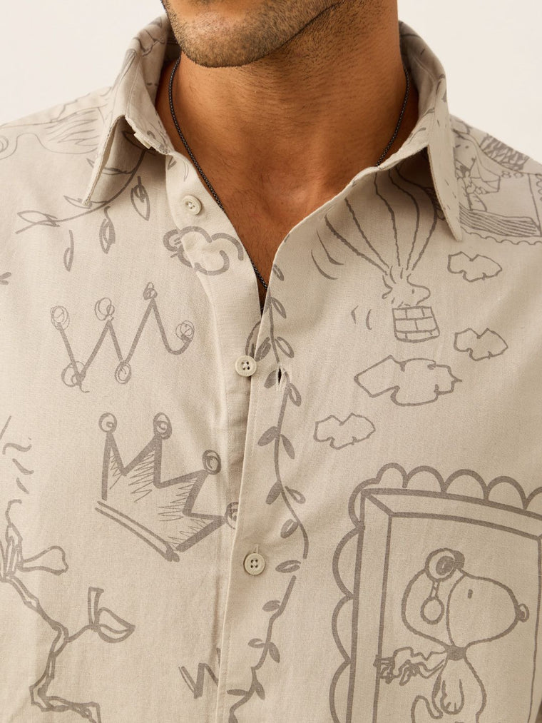 Cotton Linen: Peanuts Life Cotton Linen Shirts