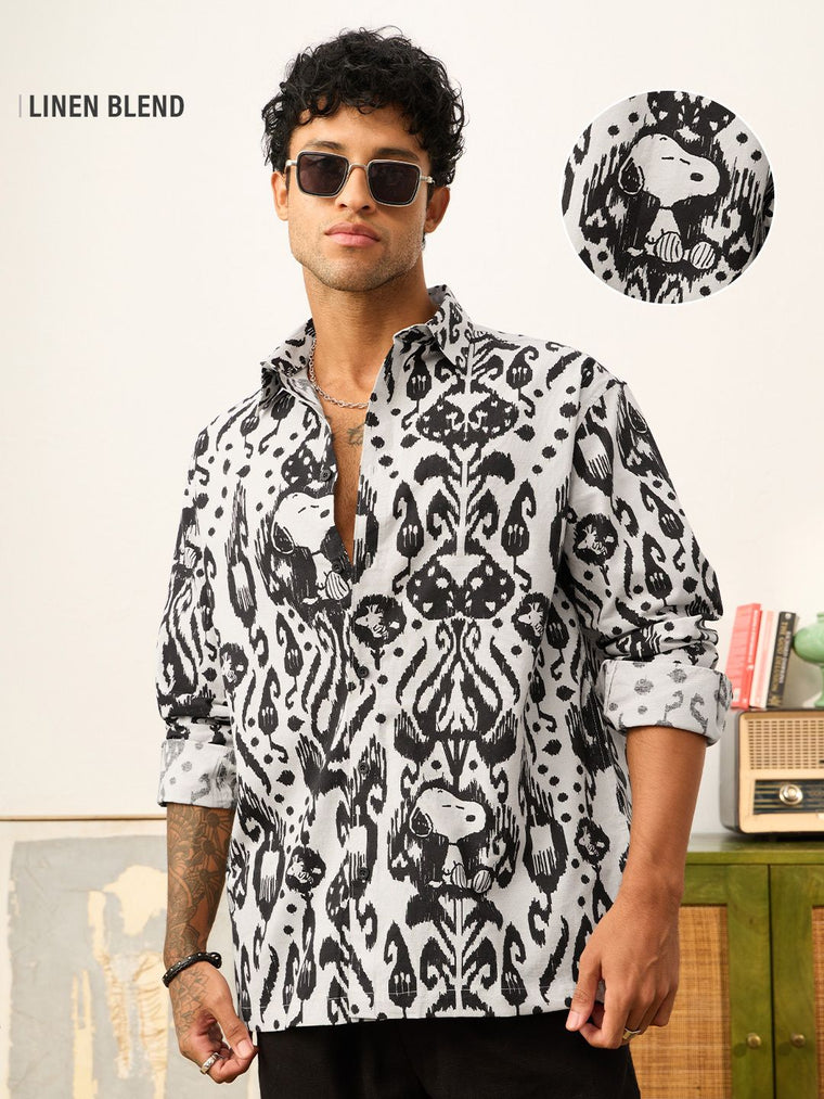 Peanuts: Ikat Snoopy Cotton Linen Shirts