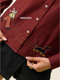 Pets Stories Cotton Linen Shirt: Dog Walker Women Relaxed Shirts