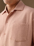 Oversized Shirt: Coral Men Textured Shirts