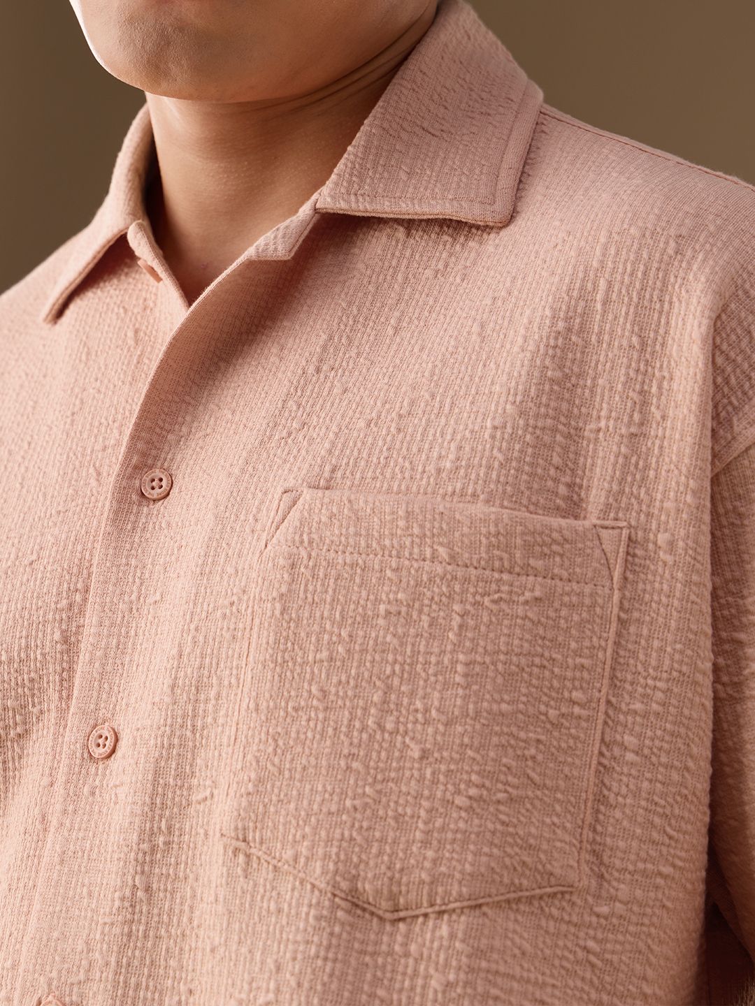 Oversized Shirt: Coral Men Textured Shirts