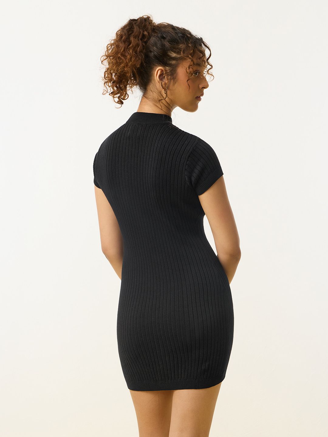 Ribbed Dress: Black Heart Women Fashion Dresses