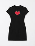Ribbed Dress: Black Heart Women Fashion Dresses