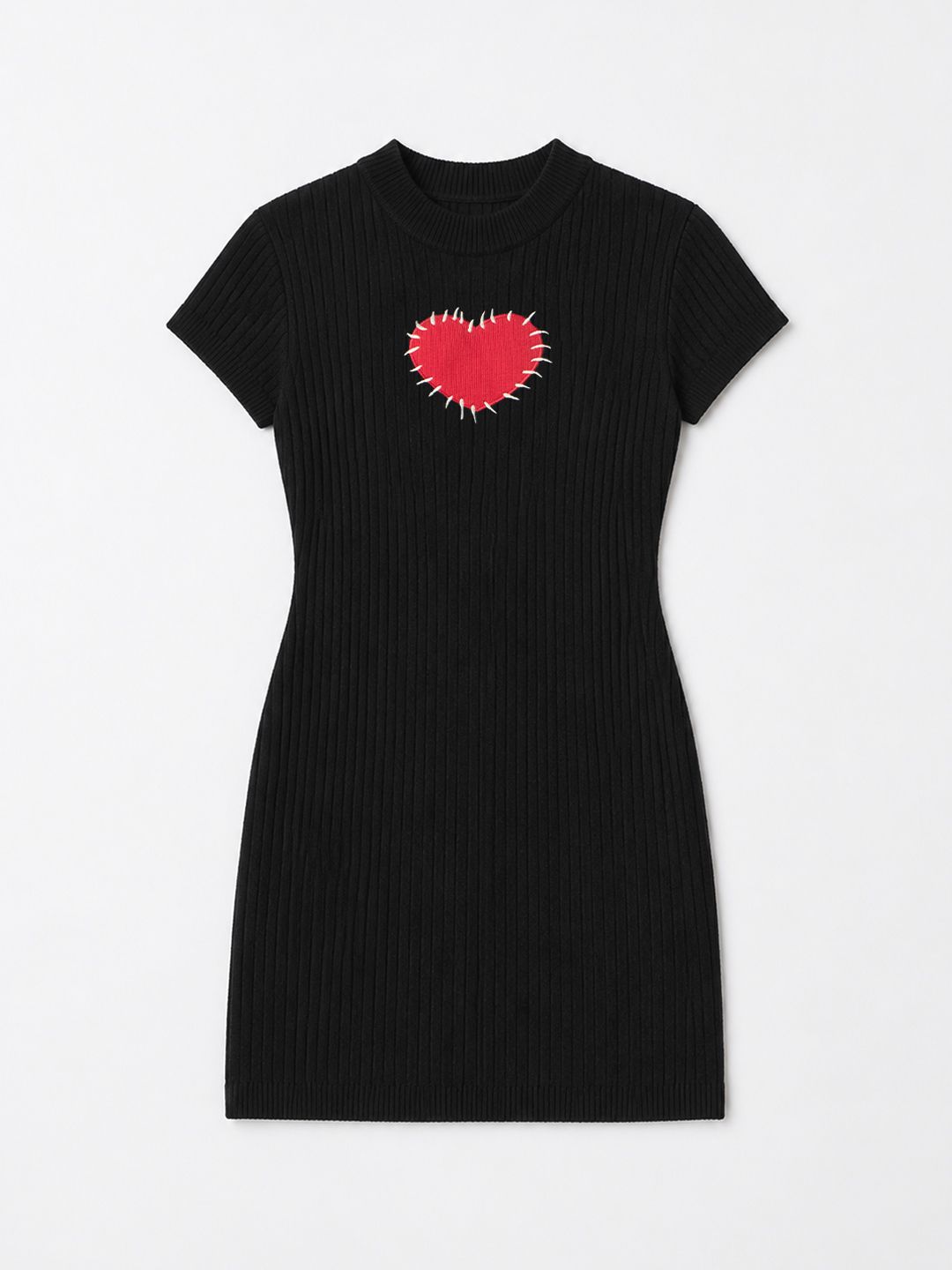 Ribbed Dress: Black Heart Women Fashion Dresses