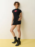 Ribbed Dress: Black Heart Women Fashion Dresses