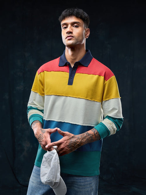 Colourblock Rugby Polo: Colourwave Men Rugby Polos
