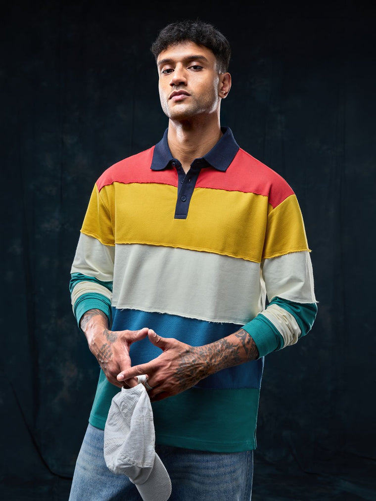 Colourblock Rugby Polo: Colourwave Men Rugby Polos