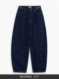 Barrel-Fit Denim: Raw Blue Women Barrel Denims