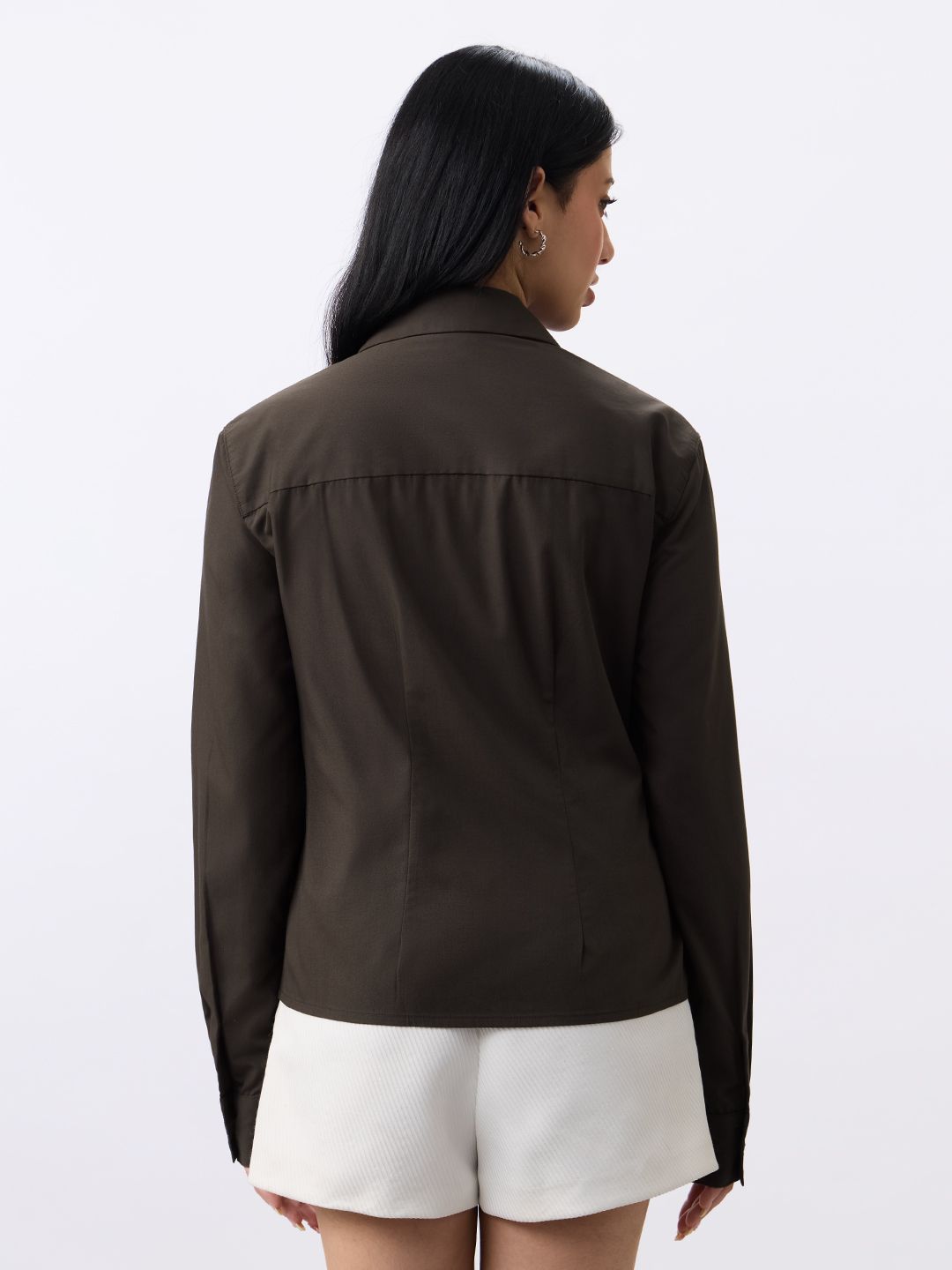 Wrap Shirt: Regal Brown Women Regular Shirts