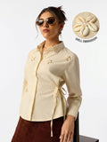Cotton Linen Shirt: Seashell Women Regular Shirts