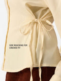 Cotton Linen Shirt: Seashell Women Regular Shirts