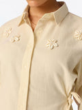 Cotton Linen Shirt: Seashell Women Regular Shirts