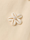 Cotton Linen Shirt: Seashell Women Regular Shirts
