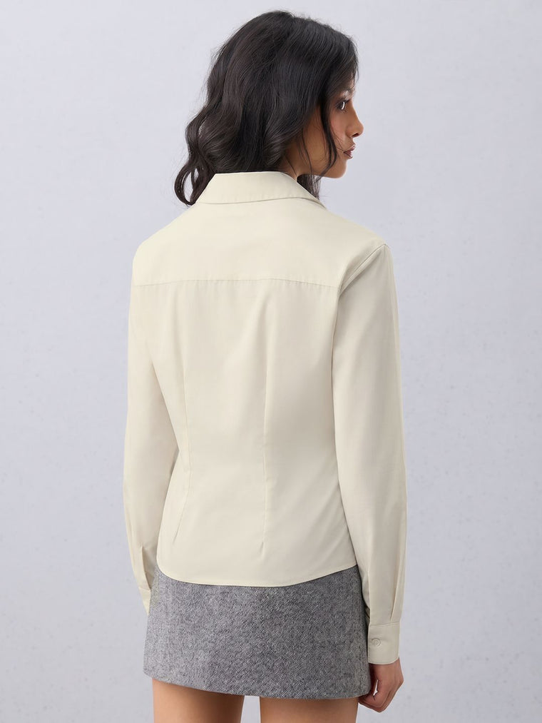 Wrap Shirt: Platinum White Women Regular Shirts
