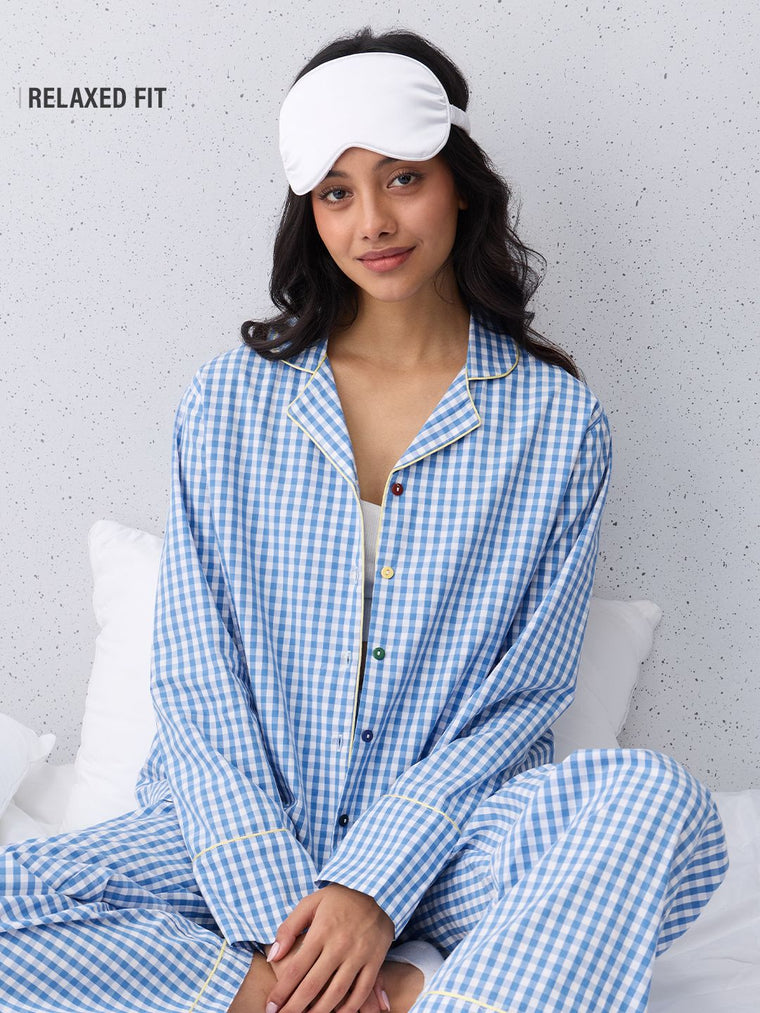 Plaid Shirt: Sleepy Sky Women Lounge Shirts