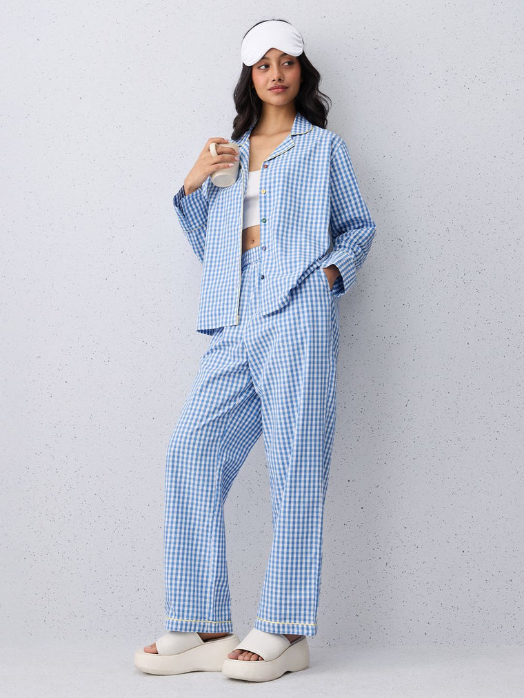 Plaid Shirt: Sleepy Sky Women Lounge Shirts