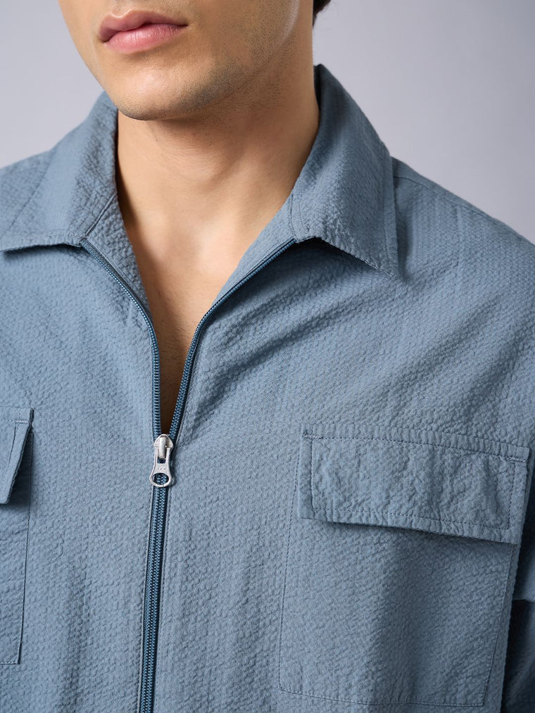 Zipper Shirt: Smoke Stone Oversized Shirts