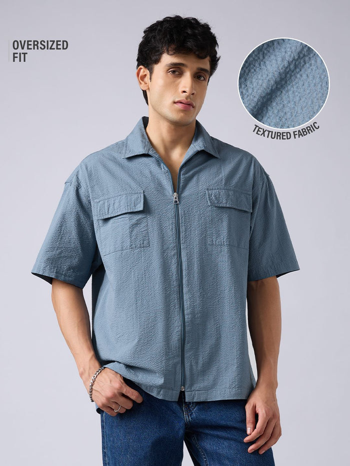 Zipper Shirt: Smoke Stone Oversized Shirts