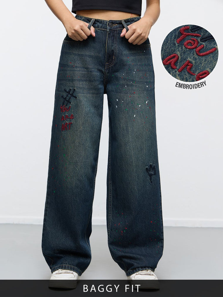 Baggy-Fit Denim: Art Is Love Women Baggy Denims