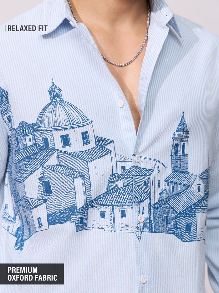 Relaxed-Fit Shirt: Cityscape Men Relaxed Shirts