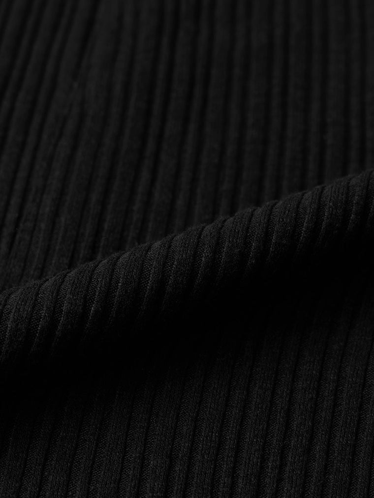 Solid Knit Dress: Ink Black Women Fashion Dresses