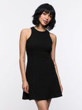 Solid Knit Dress: Ink Black Women Fashion Dresses