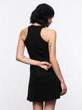 Solid Knit Dress: Ink Black Women Fashion Dresses