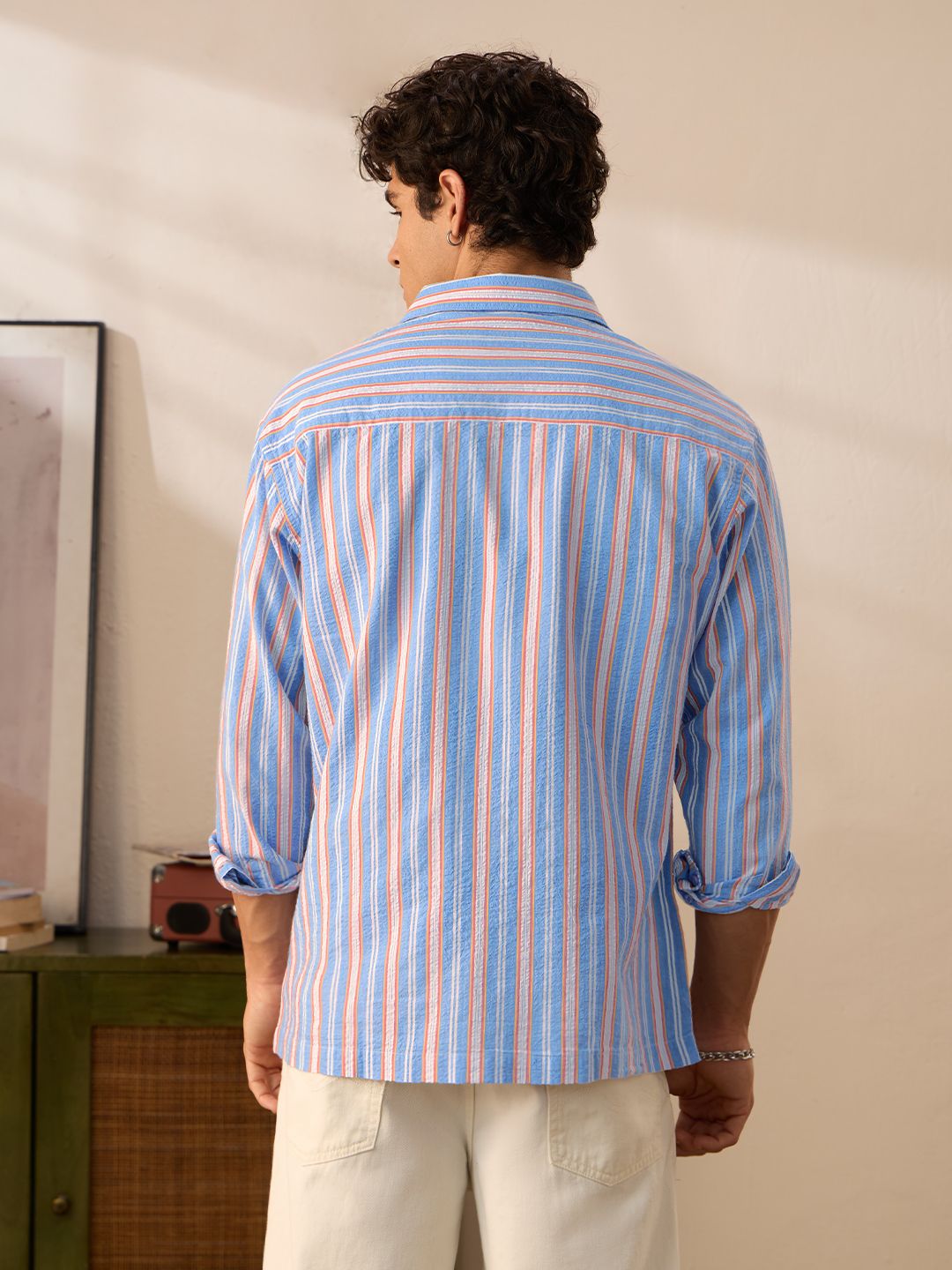 Textured Shirt: Blue Stone Men Relaxed Shirts