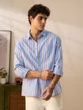 Textured Shirt: Blue Stone Men Relaxed Shirts