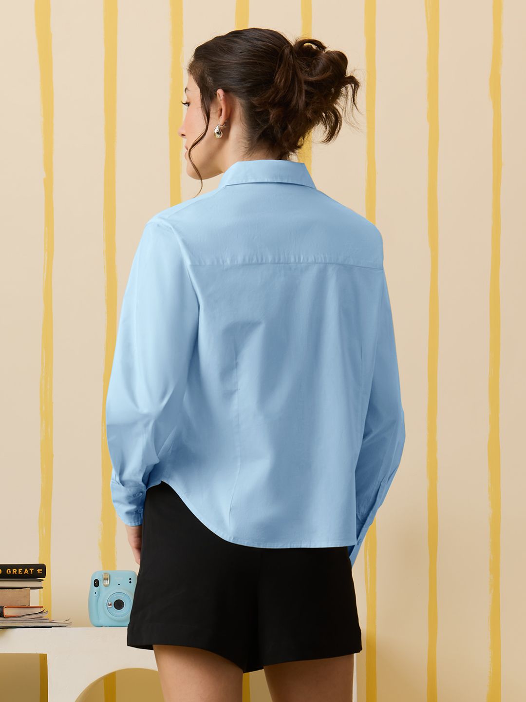 Classic Solids: Baby Blue Women Regular Shirts