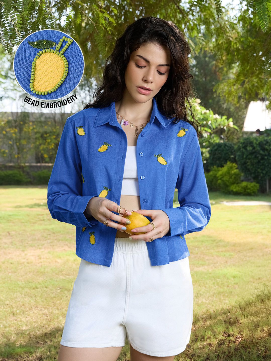 Cotton Linen: Mango Love Women Relaxed Shirts