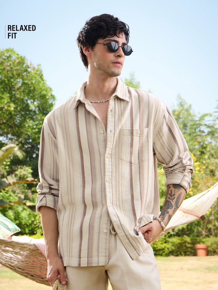 Striped Shirt: Gold Dust Men Textured Shirts