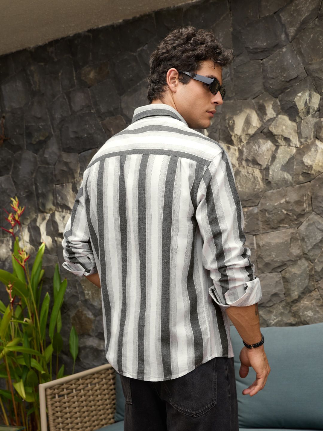 Striped Shirt: Urban Noir Men Relaxed Shirts