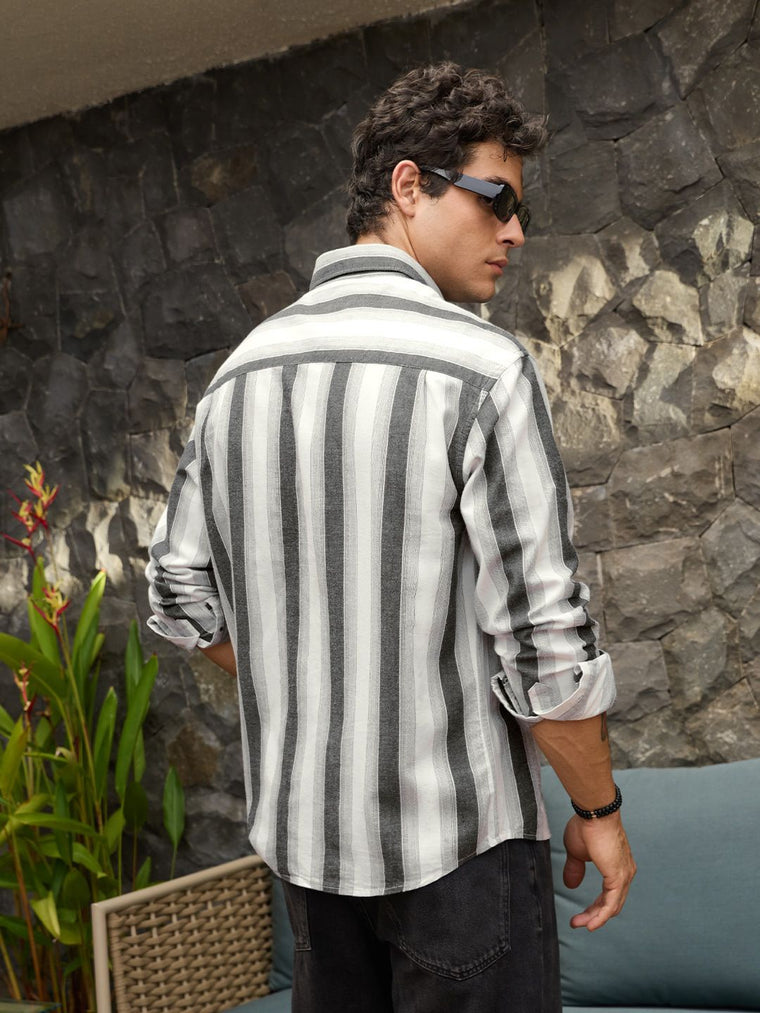 Striped Shirt: Urban Noir Men Relaxed Shirts