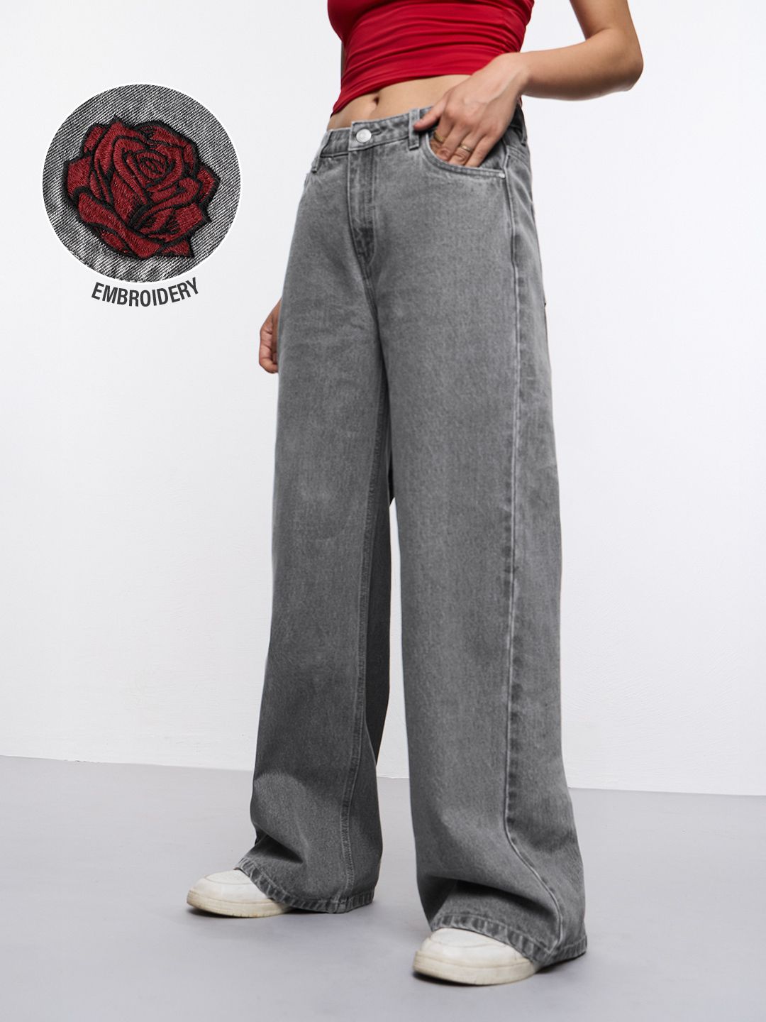 Wide-Leg Denim: Red Rose Women Wide Denims