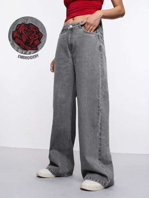 Wide-Leg Denim: Red Rose Women Wide Denims