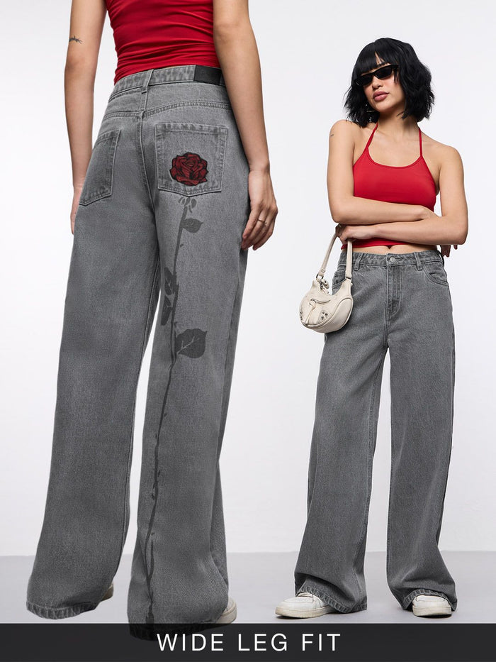 Wide-Leg Denim: Red Rose Women Wide Denims