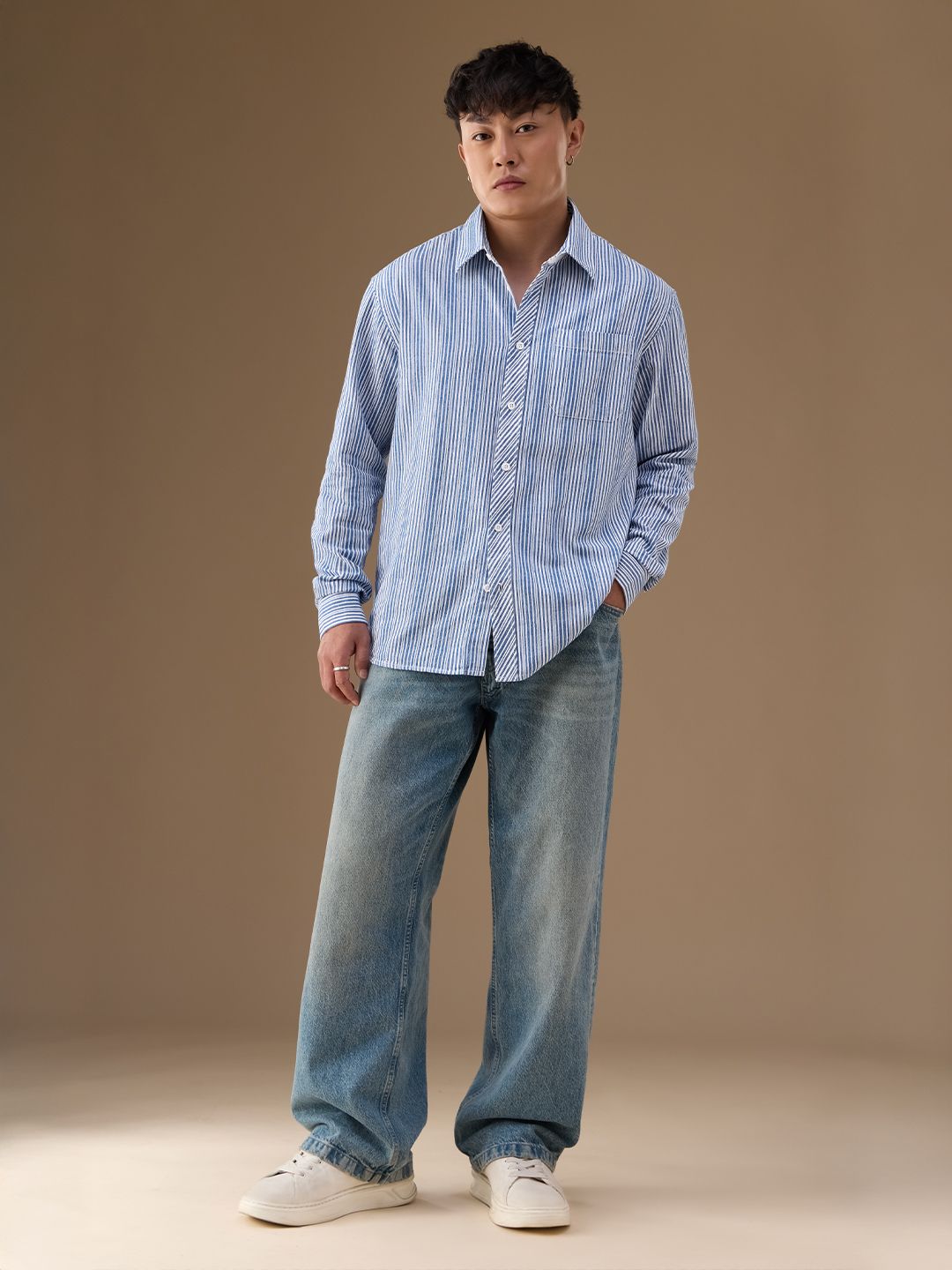 Striped Shirt: Sky High Men Relaxed Shirts