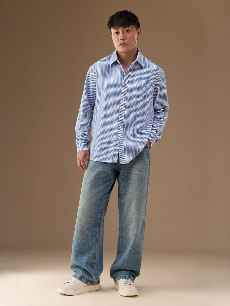 Striped Shirt: Sky High Men Relaxed Shirts