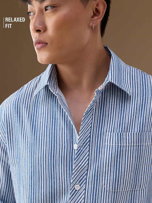 Striped Shirt: Sky High Men Relaxed Shirts