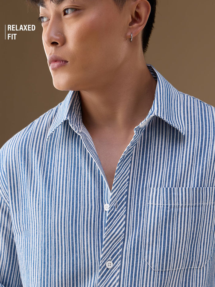 Striped Shirt: Sky High Men Relaxed Shirts