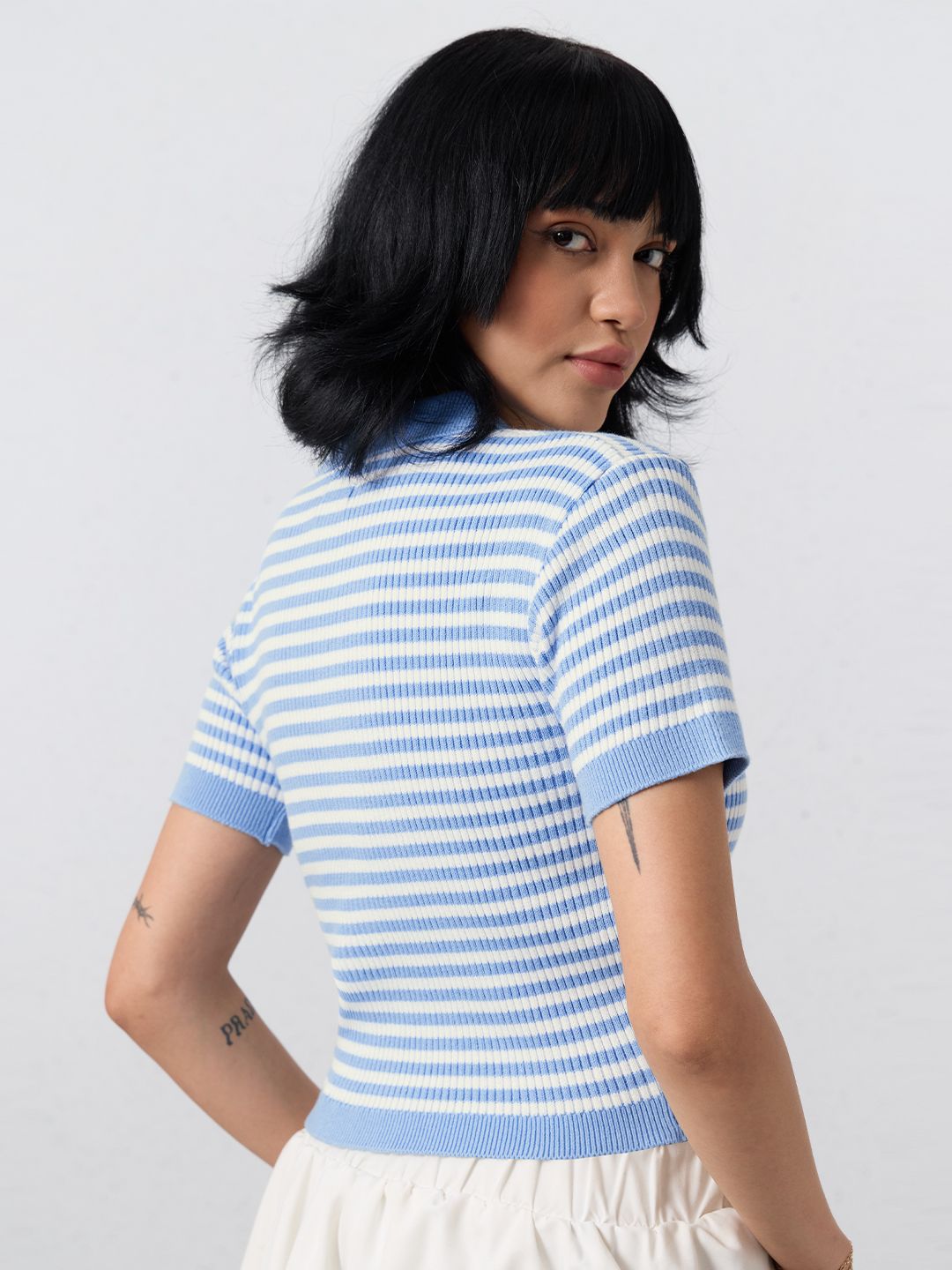 Cropped Polo Top: Azure Women Cropped Polos