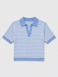 Cropped Polo Top: Azure Women Cropped Polos